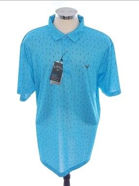 Callaway Opti Dri Blue Grotto Martini Striped Golf Polo Shirt Mens XXL